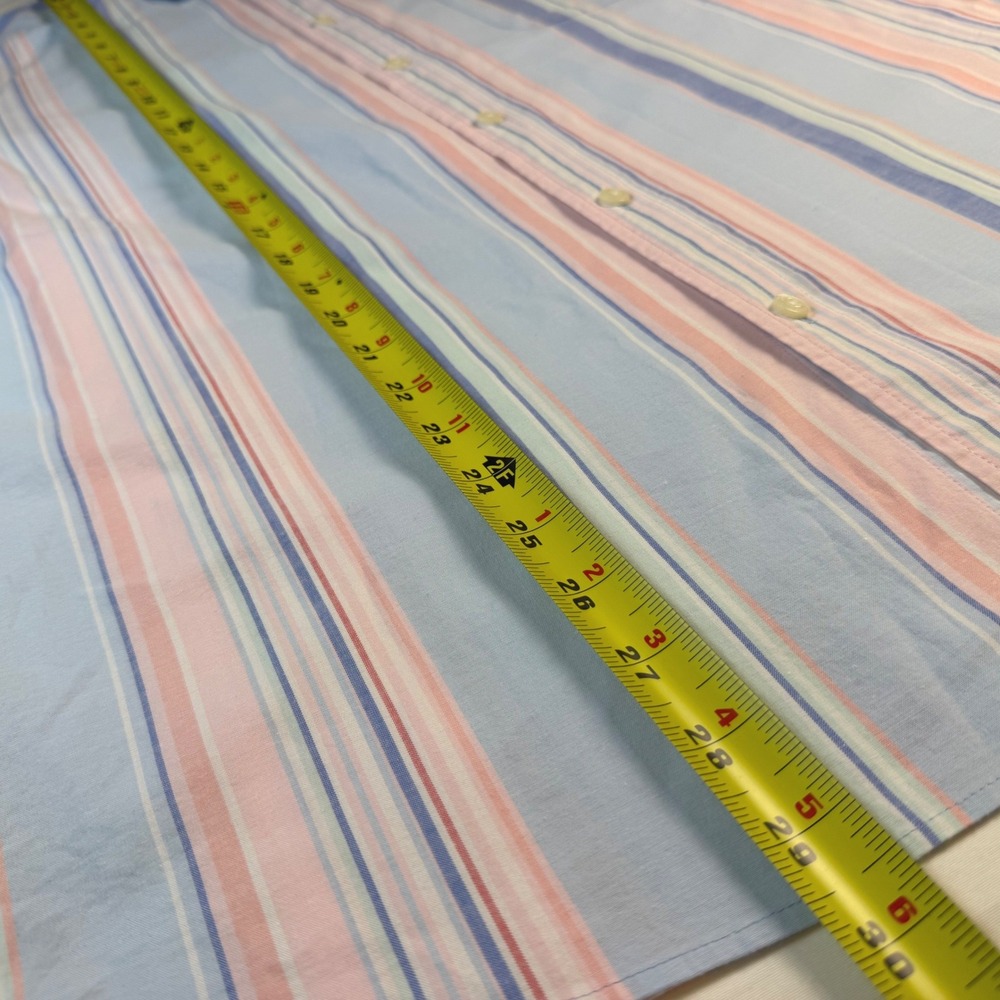 Vineyard Vines Shirt Mens Medium Blue Pink Striped Classic Fit S/S Logo EUC - Picture 4 of 11